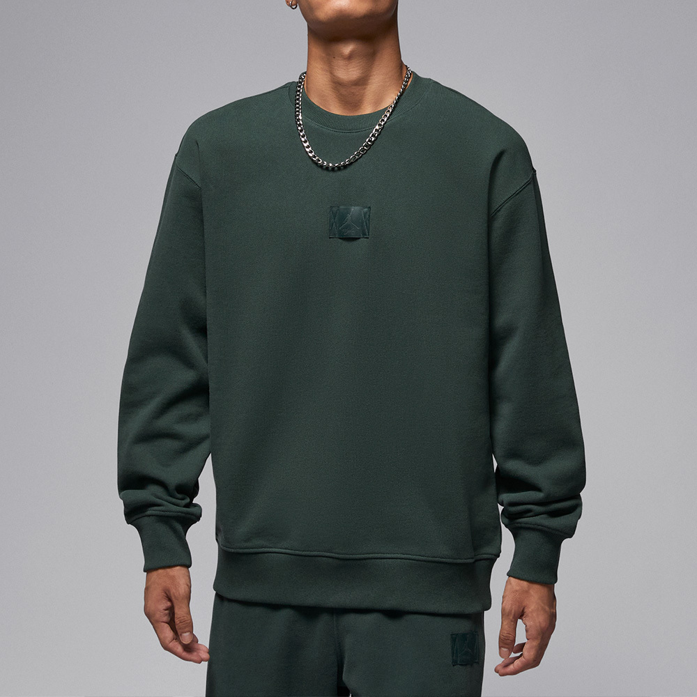 Nike J Flt Flc Crew 男款 綠色 圓領 磨毛 運動 休閒 大學T 長袖 FV7260-316