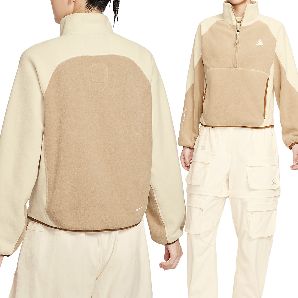 Nike Acg Hz Wolf Tree Top 女款 奶茶色 半開襟 立領 搖粒絨 長袖 HJ0238-297