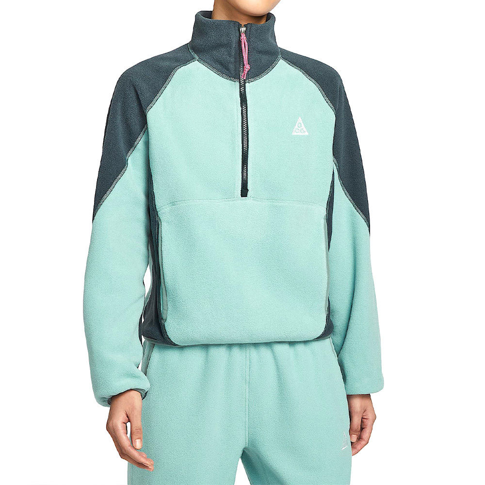 Nike Acg Hz Wolf Tree Top 女款 海藻綠色 半開襟 立領 搖粒絨 長袖 HJ0238-017
