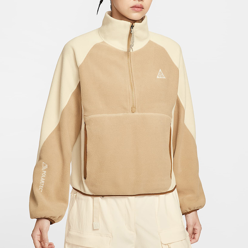 Nike Acg Hz Wolf Tree Top 女款 奶茶色 半開襟 立領 搖粒絨 長袖 HJ0238-297
