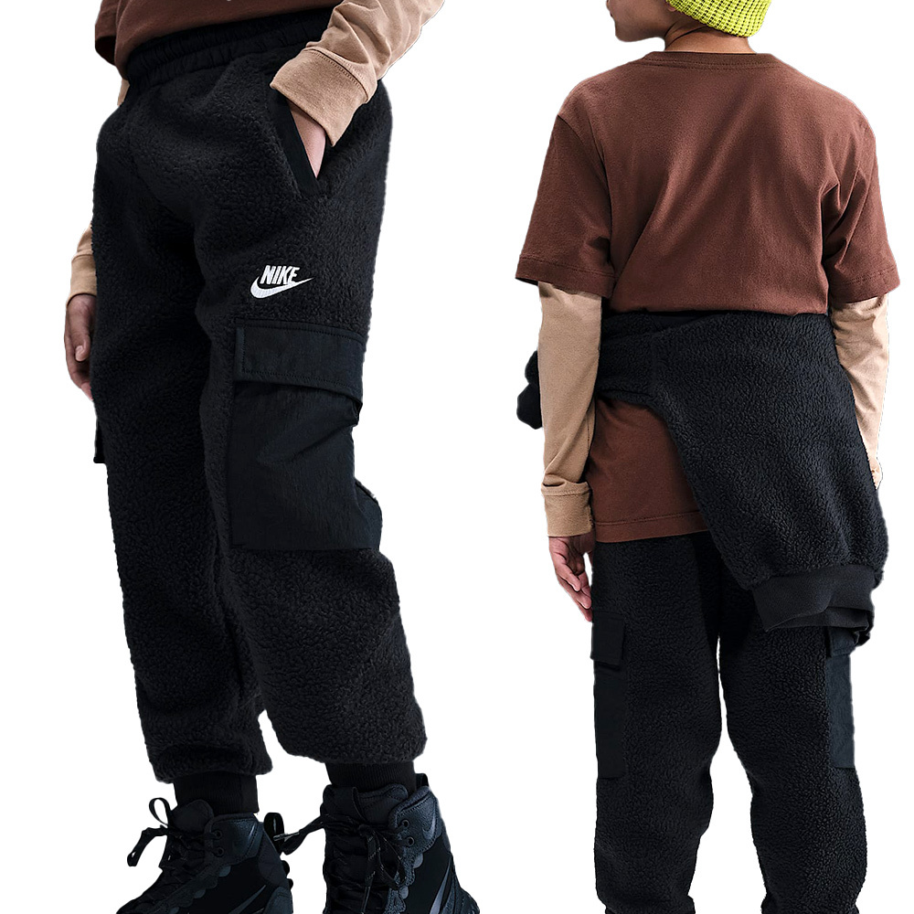 Nike Club Flc Crgo Pnt Wz 大童 童裝 黑色 工裝口袋 運動 休閒 長褲 HV0386-010