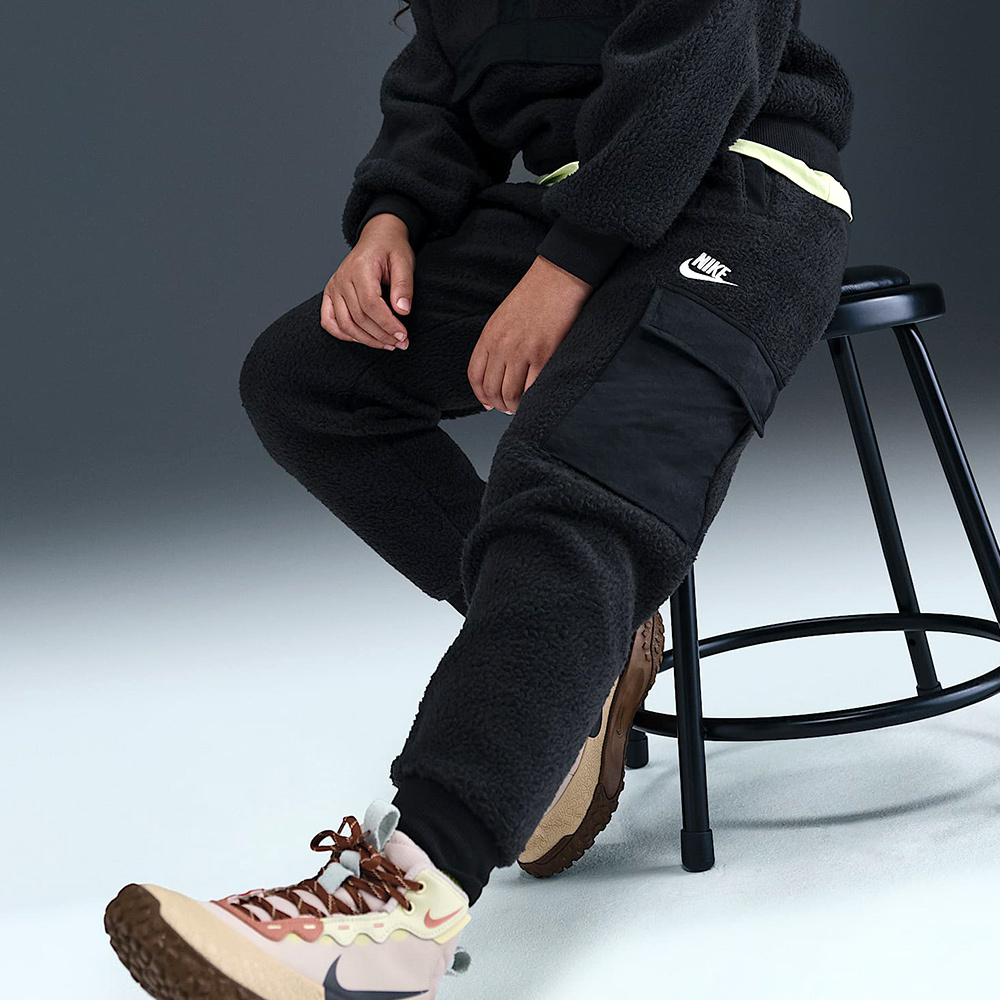 Nike Club Flc Crgo Pnt Wz 大童 童裝 黑色 工裝口袋 運動 休閒 長褲 HV0386-010