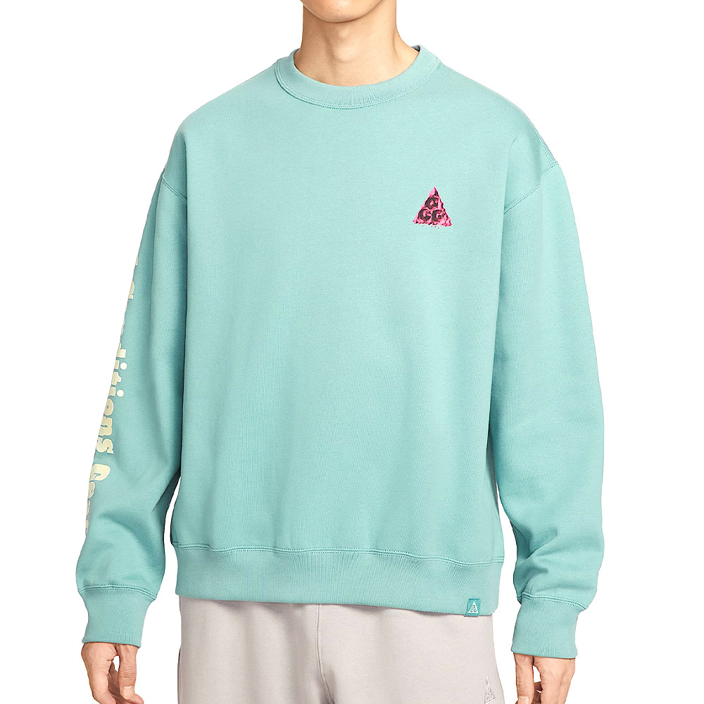 Nike U Acg Tf Tuff Flc Crew Oc G 男款 淺綠色 印花 大學T 長袖 HV1120-017