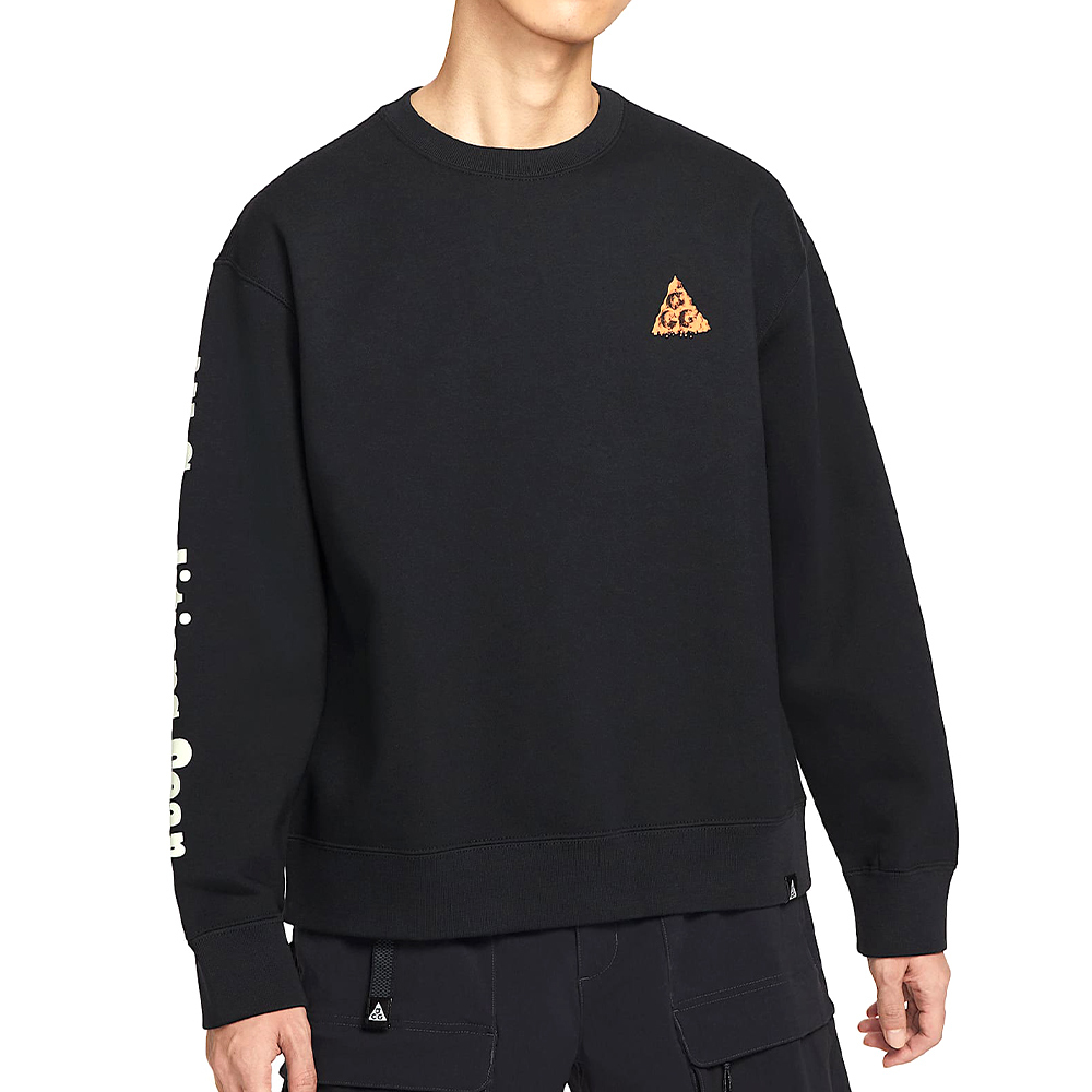 Nike U Acg Tf Tuff Flc Crew Oc G 男款 黑色 印花 大學T 長袖 HV1120-010