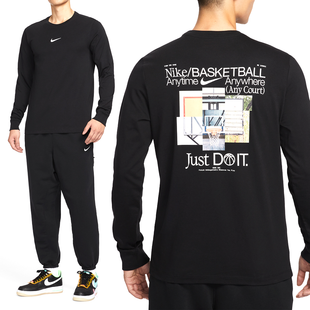 Nike Tee Ls Starting 5 男款 黑色 印花 運動 休閒 長袖 HV1771-010