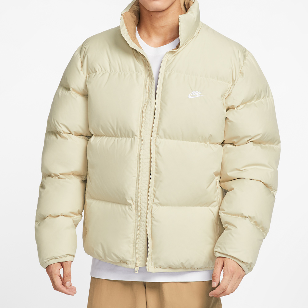 Nike Club Puffer Jacket 男款 米色 立領 寬鬆 羽絨 保暖 外套 IB2976-229