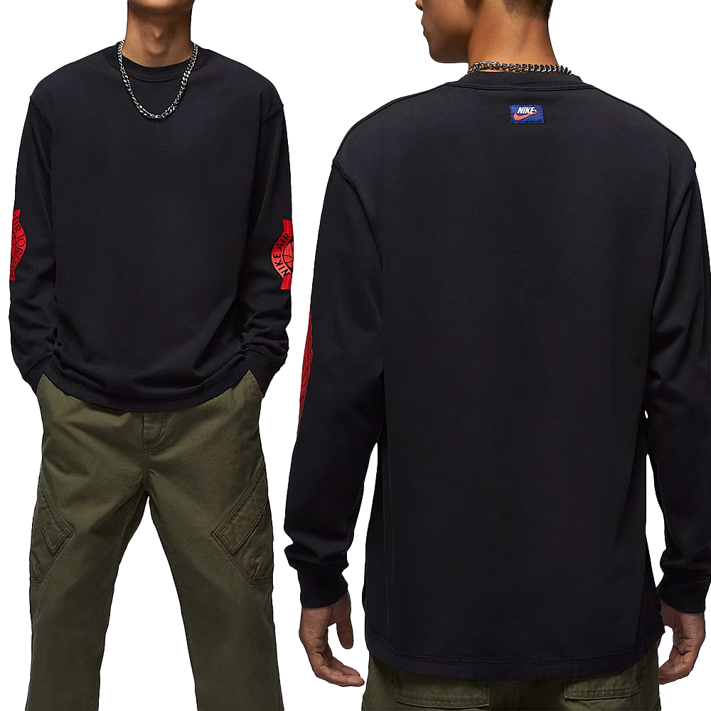 Nike J Rare Air Wsh 85 Ls Crew 男款 黑紅色 印花 長袖 IB3135-010