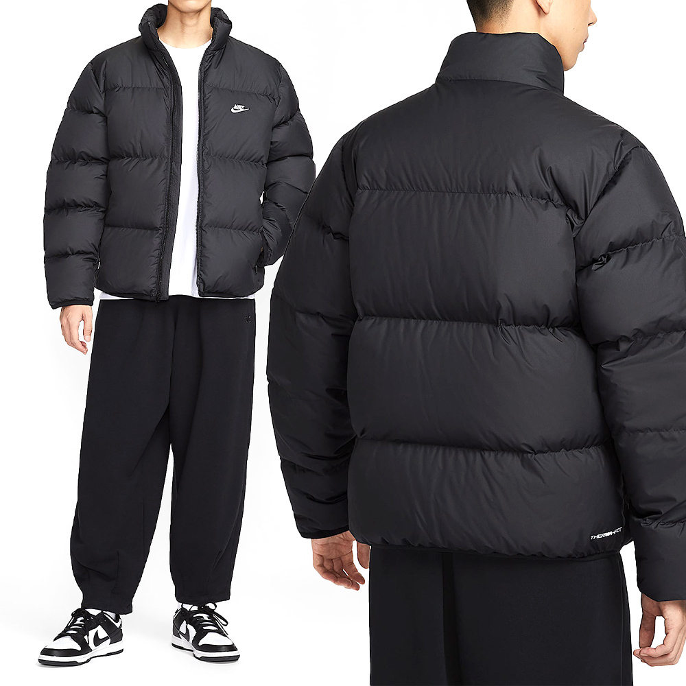 Nike Club Puffer Jacket 男款 黑色 立領 寬鬆 羽絨 保暖 外套 IB2976-010