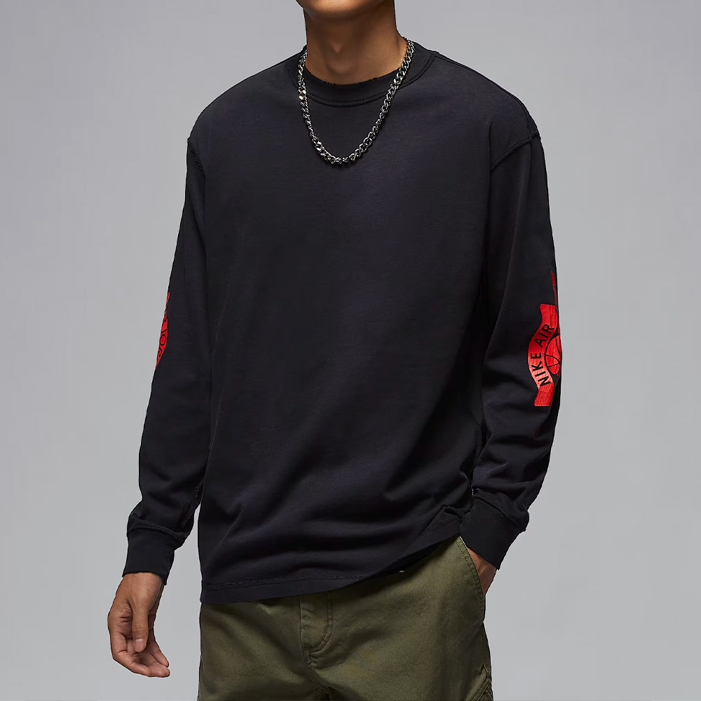 Nike J Rare Air Wsh 85 Ls Crew 男款 黑紅色 印花 長袖 IB3135-010