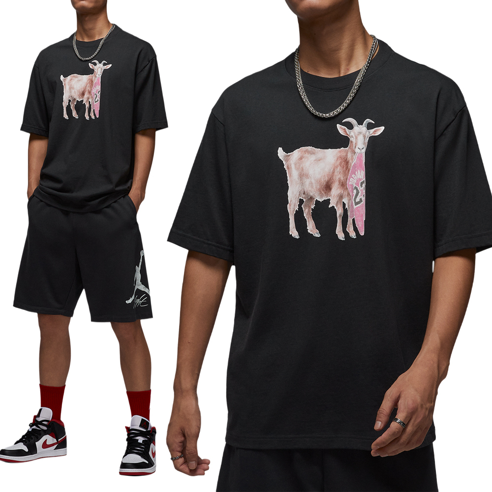 Nike J Nc Goat Ss Crew 男款 黑色 圓領 印花 T恤 短袖 IF0787-010