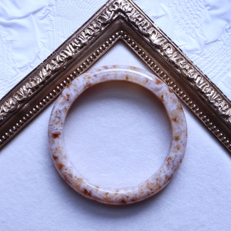 【天然石水晶手鐲】圈口尺寸58～59 焦糖布丁黃水晶/薄粉玉髓圓胖貓爪鐲