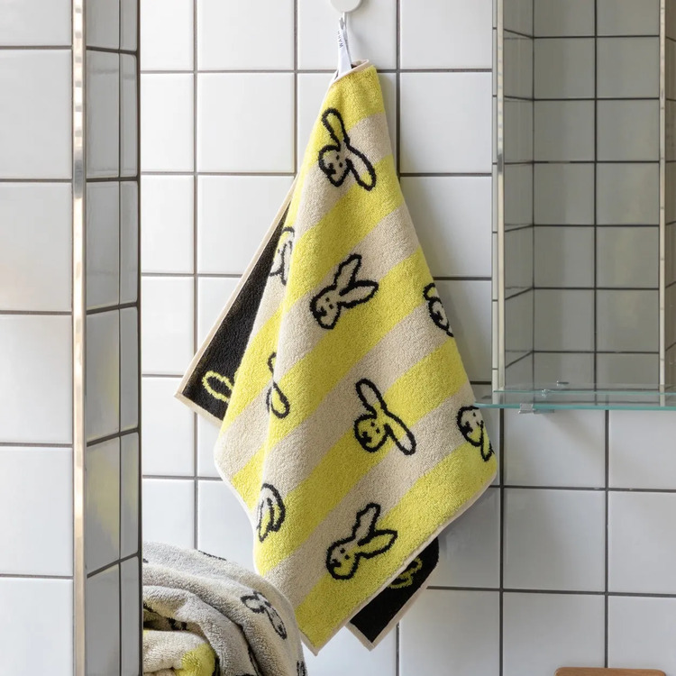 韓國WARMGREY TAIL 純棉毛巾-黃條紋兔