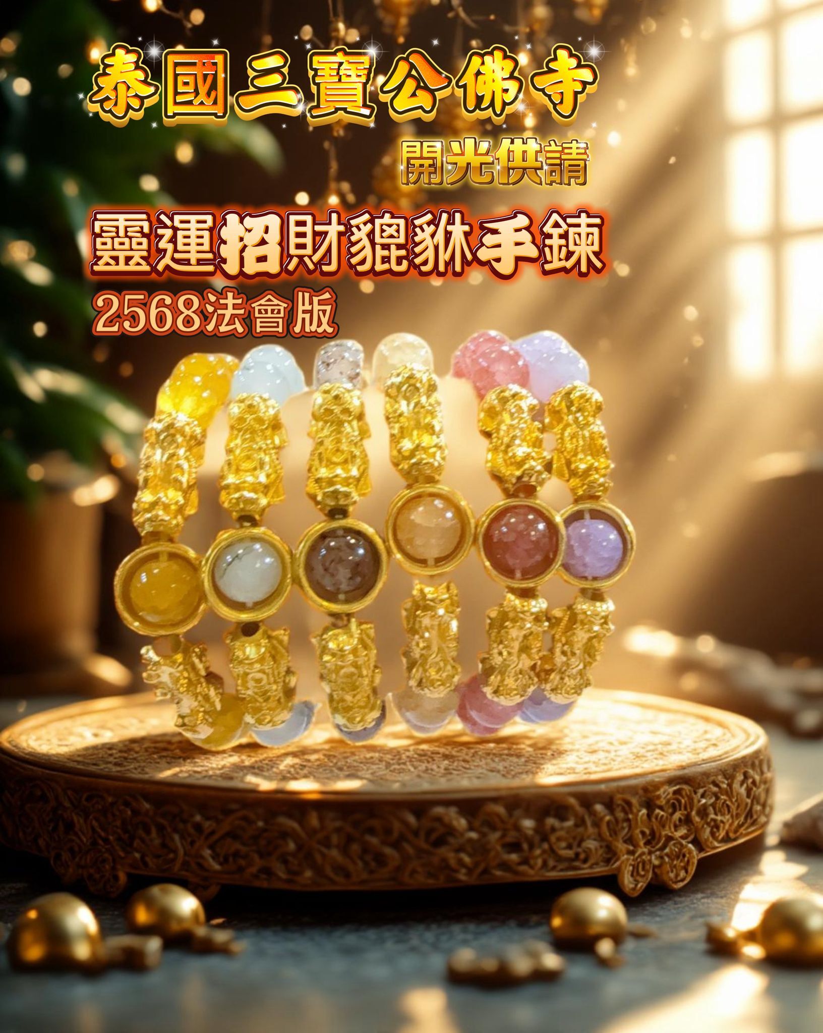 泰國三寶公佛寺 靈運招財貔貅手鍊 2568法會版