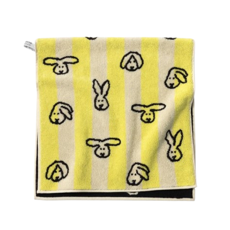 韓國WARMGREY TAIL 純棉毛巾-黃條紋兔