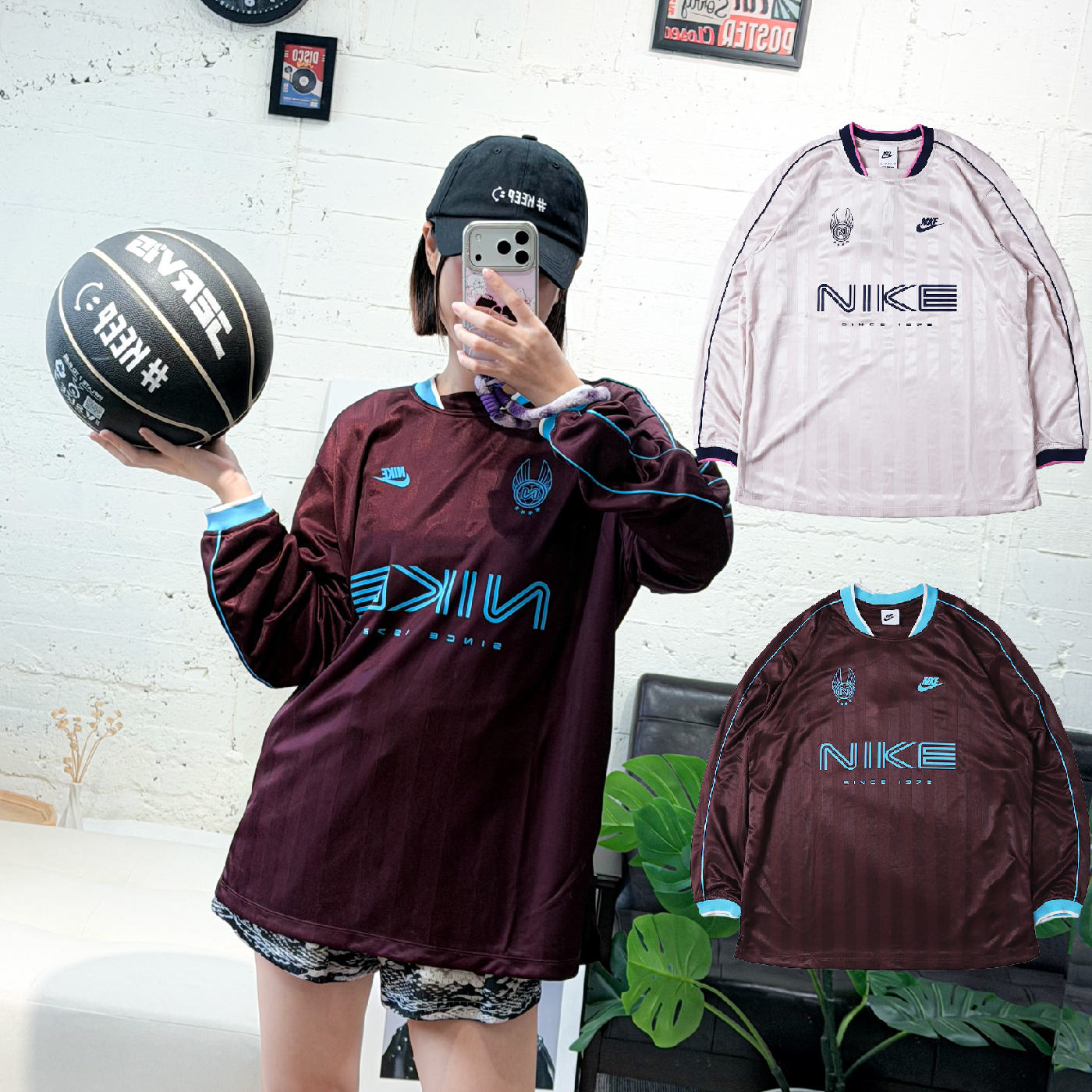 女款 NIKE NSW JERSEY TEE 粉 深棕 印花LOGO 球衣 復古 寬鬆 運動 長T【IM7453】NKTF