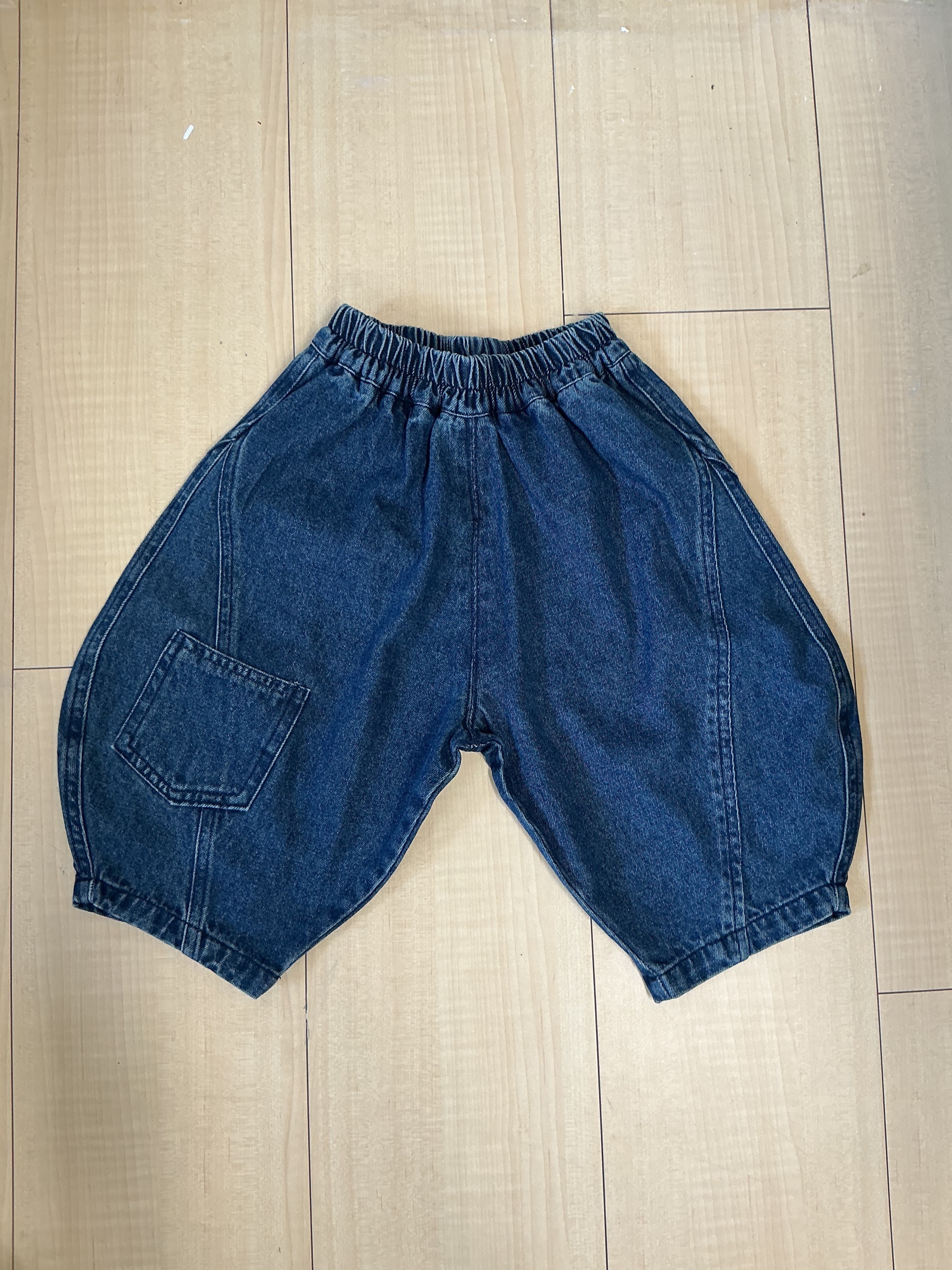 A03717小口袋牛仔氣球褲