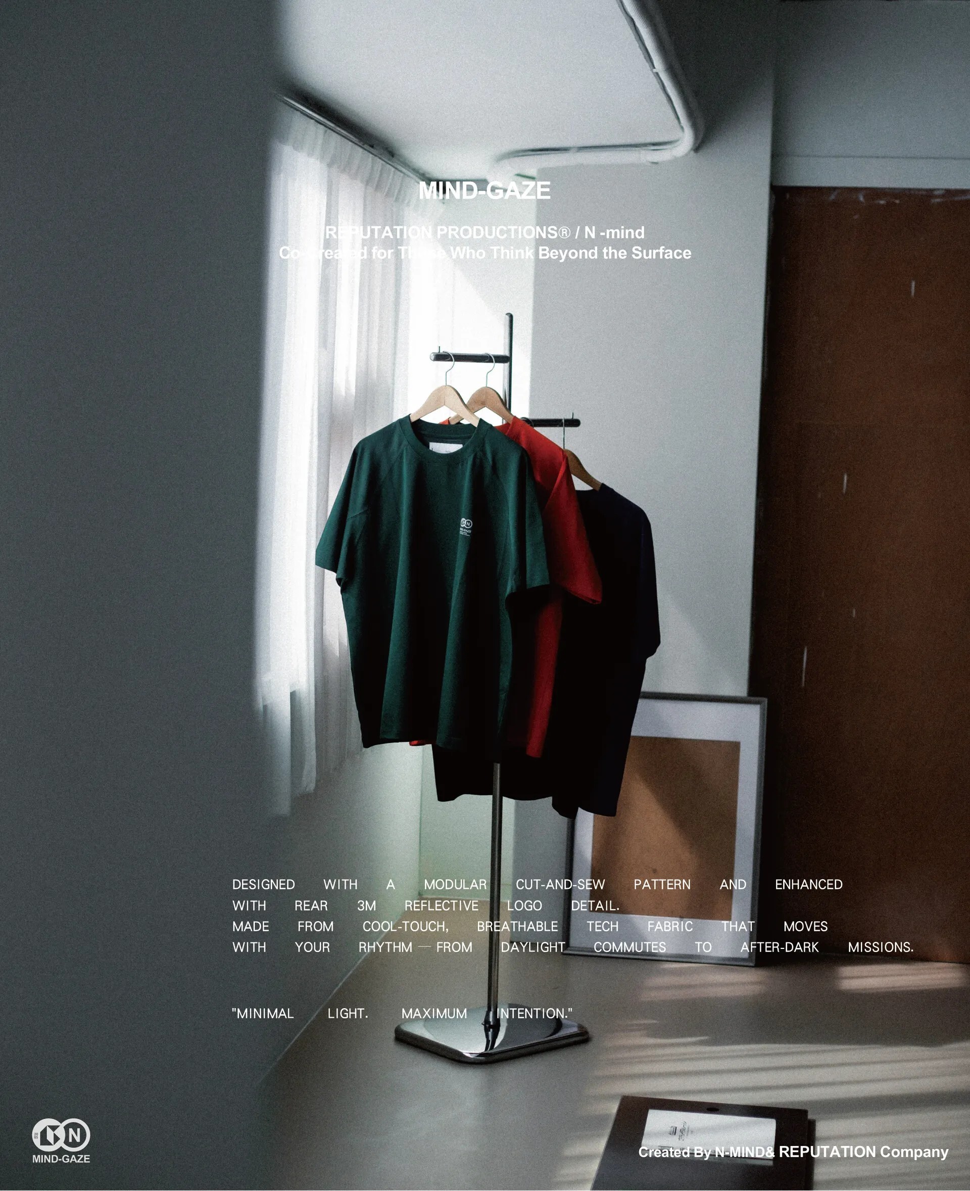 NMIND x MIND-GAZE  REFLECTIVE PANEL TEE