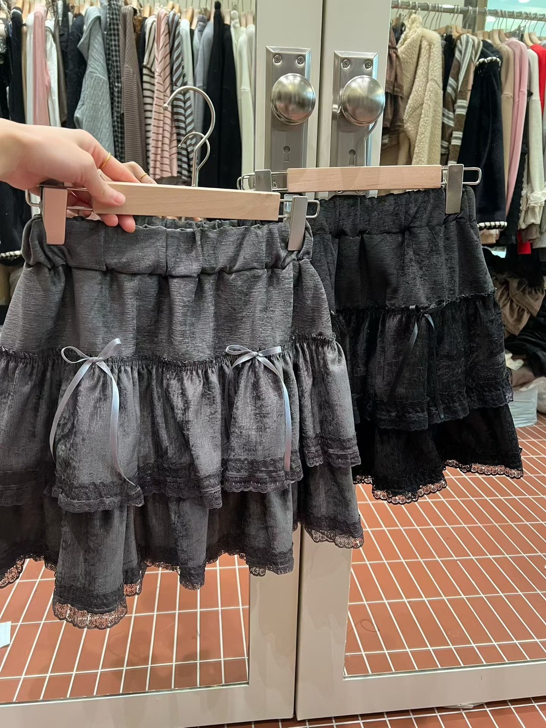 蝴蝶結雙圈蕾絲蛋糕褲裙