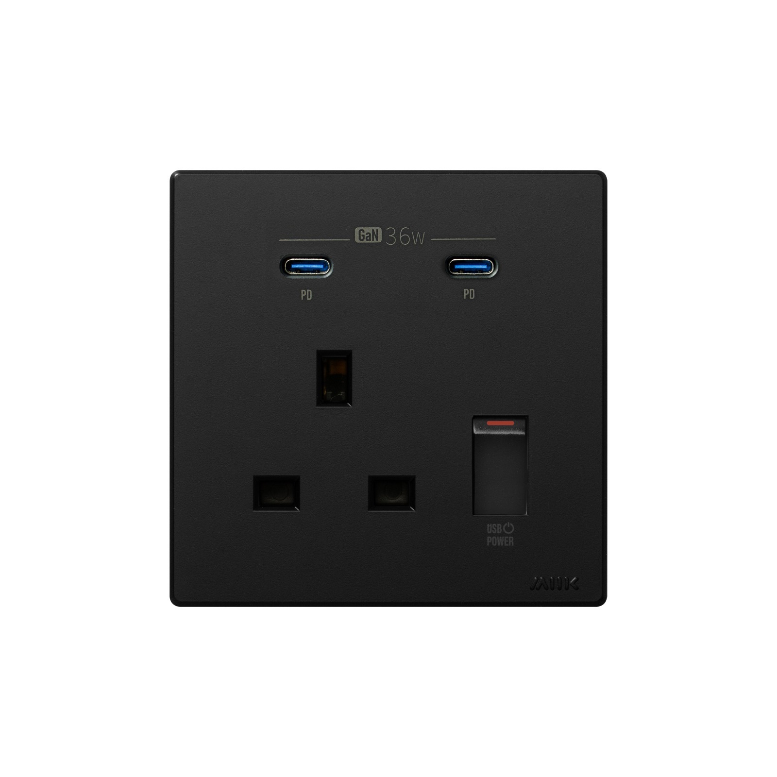 M2K GaN36W 雙Type-C 電制插座 (單蘇) - 黑色