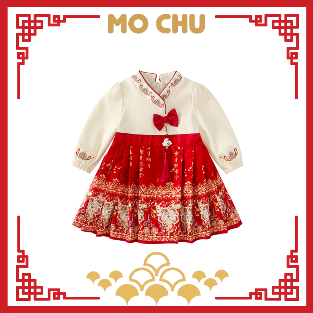 (100cm現貨)古詩雲兔百摺連身裙