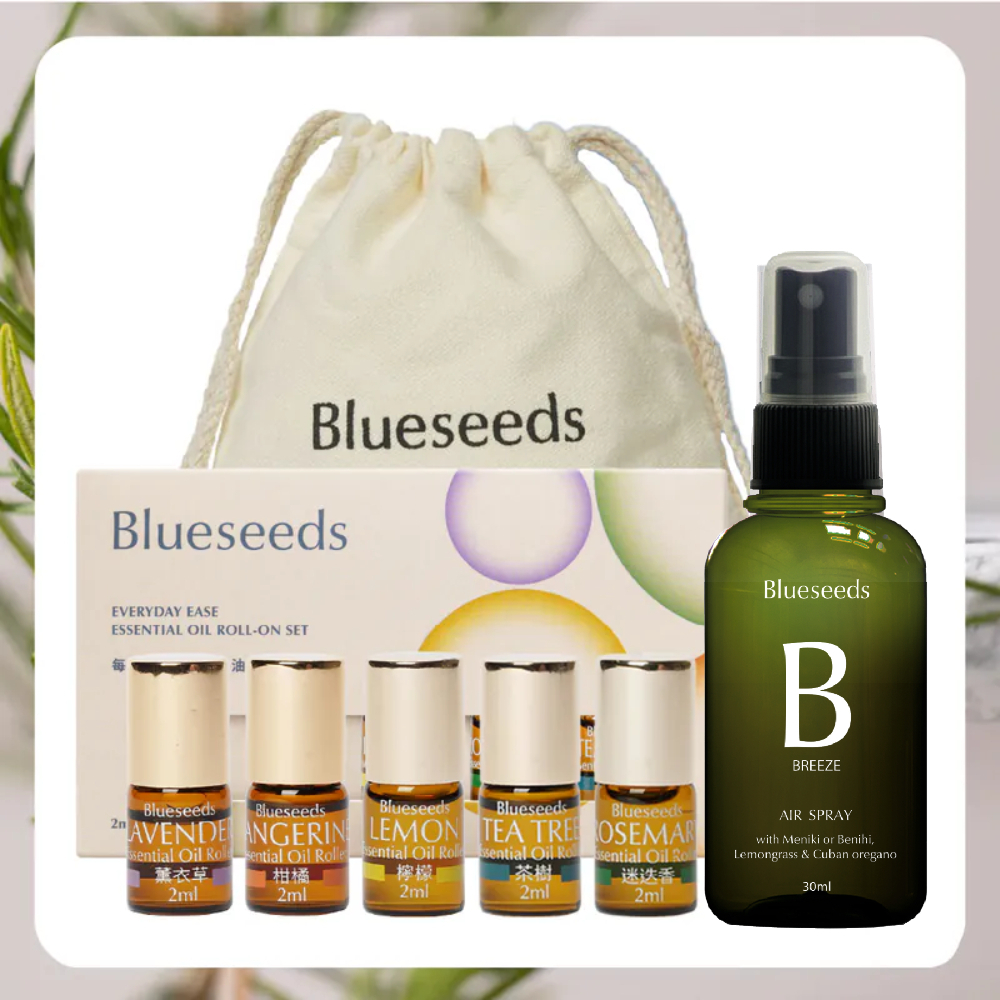 【日常森活推薦】隨身芳療呵護組 | 每日舒活滾珠按摩精油 5 支組+森淨精油噴霧 30ml+隨身收納袋