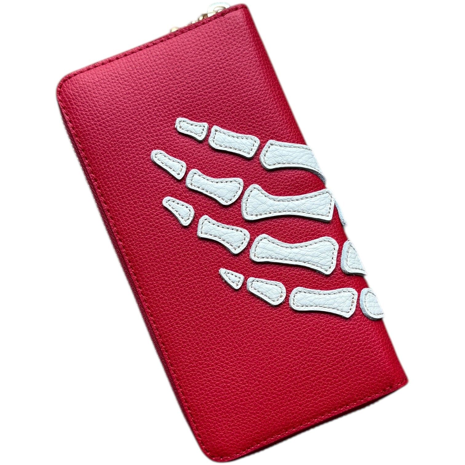 KAPITAL THUMBS UP BONE HAND ZIP LONG WALLET