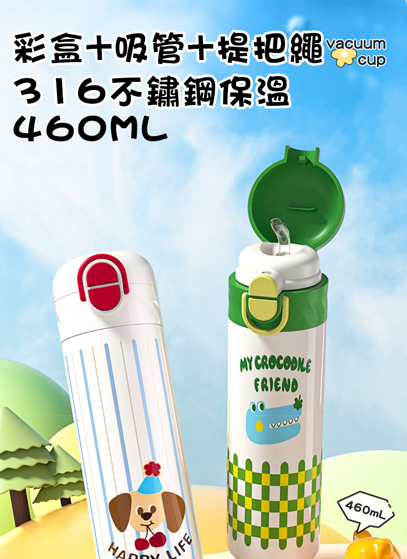 彩盒+吸管+提把繩316不鏽鋼保溫460ML AD4365