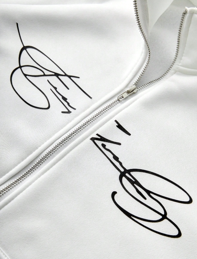 KADMAX大尺碼-男士白色極簡美式英文外套〈KSMS2673〉