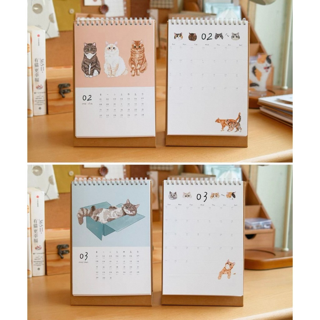 2026桌曆｜手繪風貓咪桌曆
