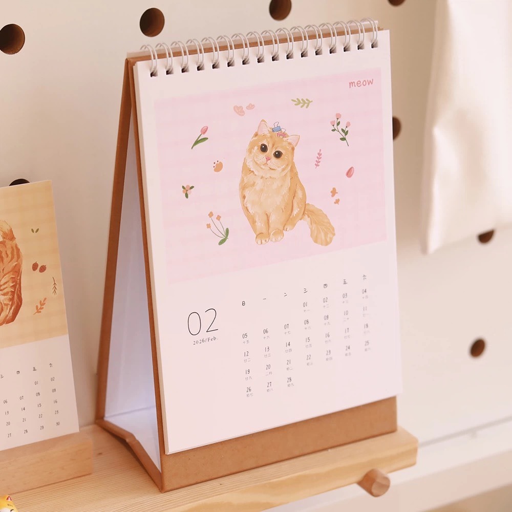 2026桌曆｜手繪風貓咪桌曆