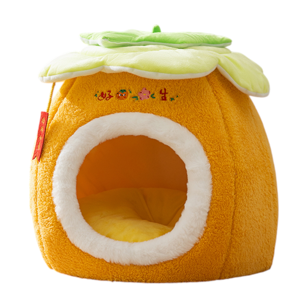 寵物秋冬保暖床仔 - 橙色柿子屋 M
