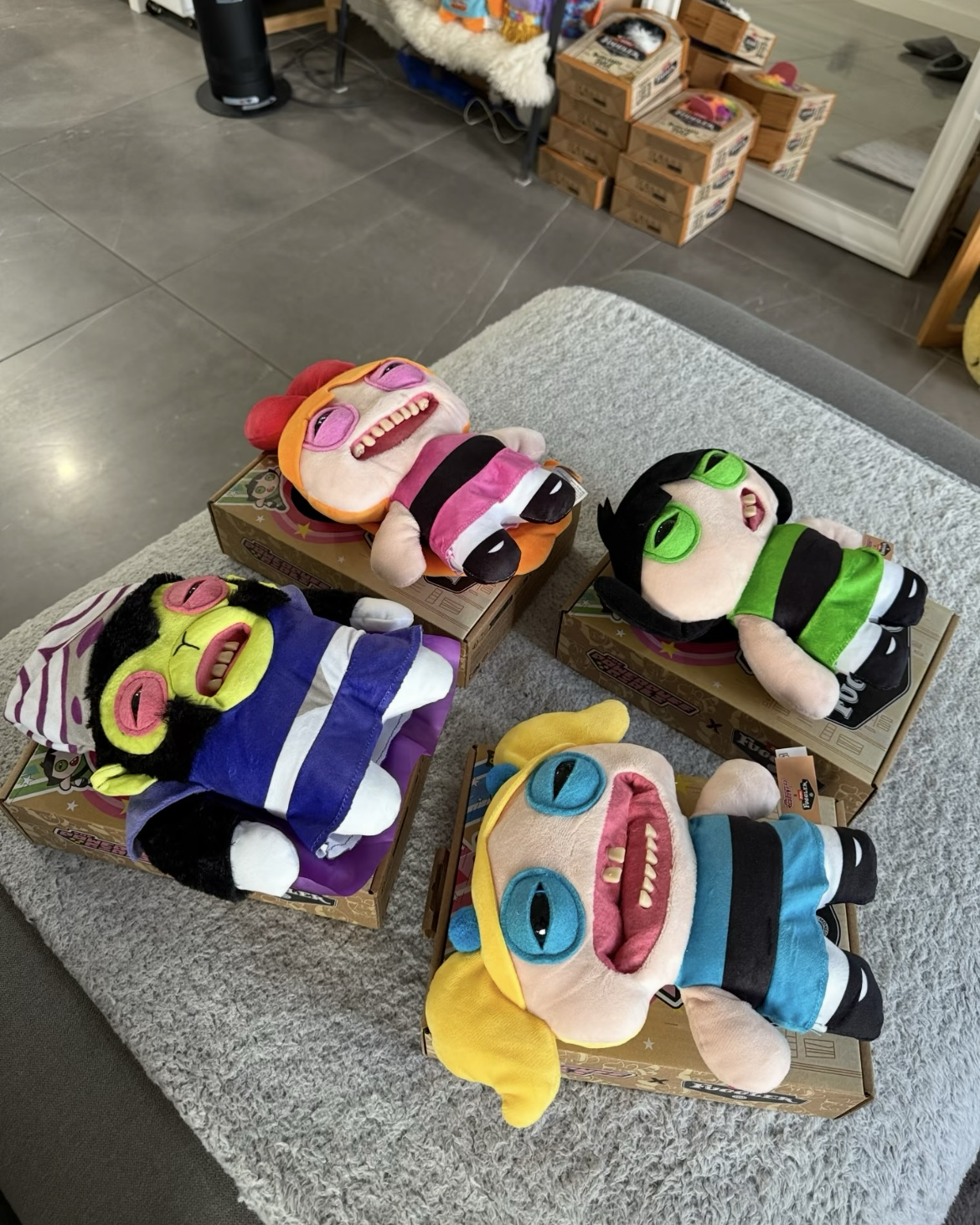 <正版授權>Fuggler x The Powerpuff Girls 飛天小女警 放克牙寶 花花 泡泡 毛毛 魔人啾啾 絨毛玩偶