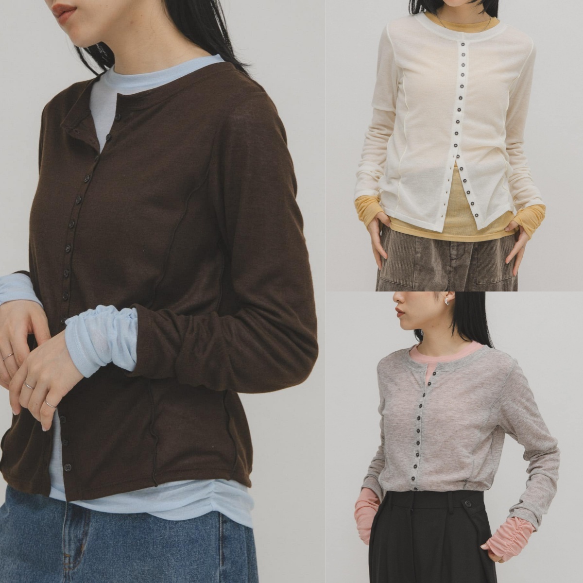 先行特價預購┃日本 KBF 雙色 層次 長袖 上衣