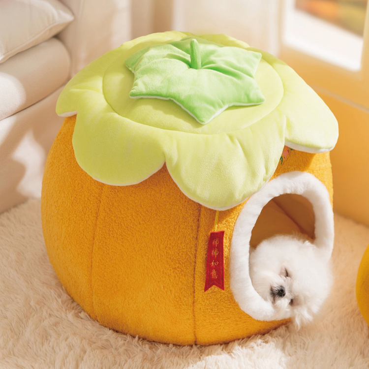 寵物秋冬保暖床仔 - 橙色柿子屋 M