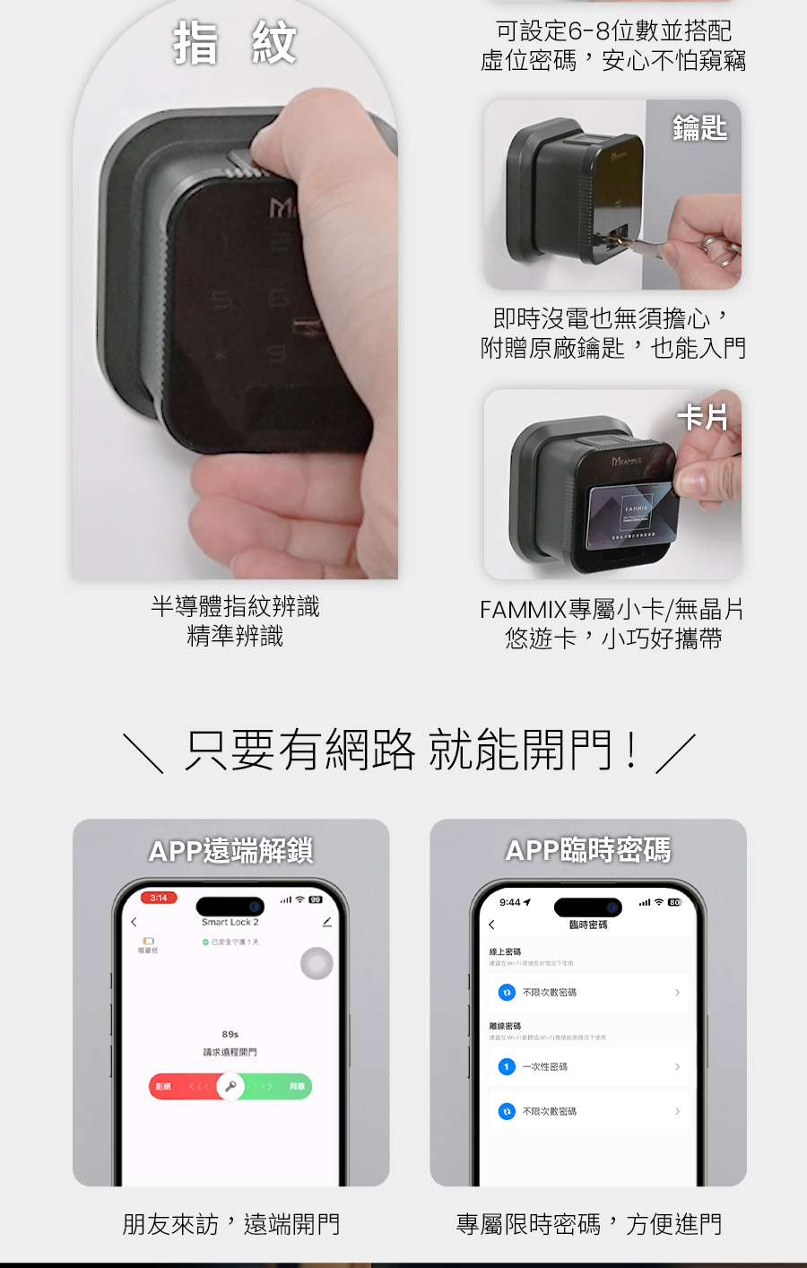 台灣品牌FAMMIX菲米斯,菲米斯電子鎖,最聰明的小方鎖,喇叭鎖也能無痛升級智慧電子鎖,六合一智慧室內wifi電子鎖,智慧門鎖,室內指紋電子鎖,房間鎖,APP遠端開鎖智慧門,CUBE小方鎖