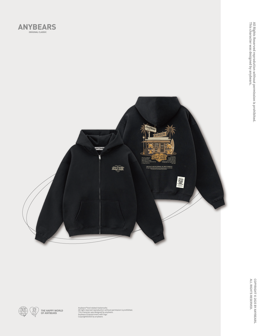 AB-ZIP® 美式衝浪熊商店重磅刷毛外套-Z06 American Surf Bear Store Hooded Jacket