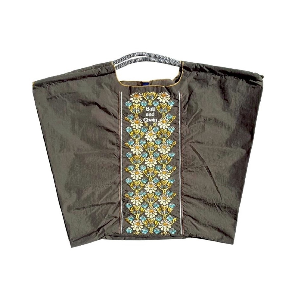 Ball＆Chain 刺繡環保購物袋 L號 - 灰 (30114661)