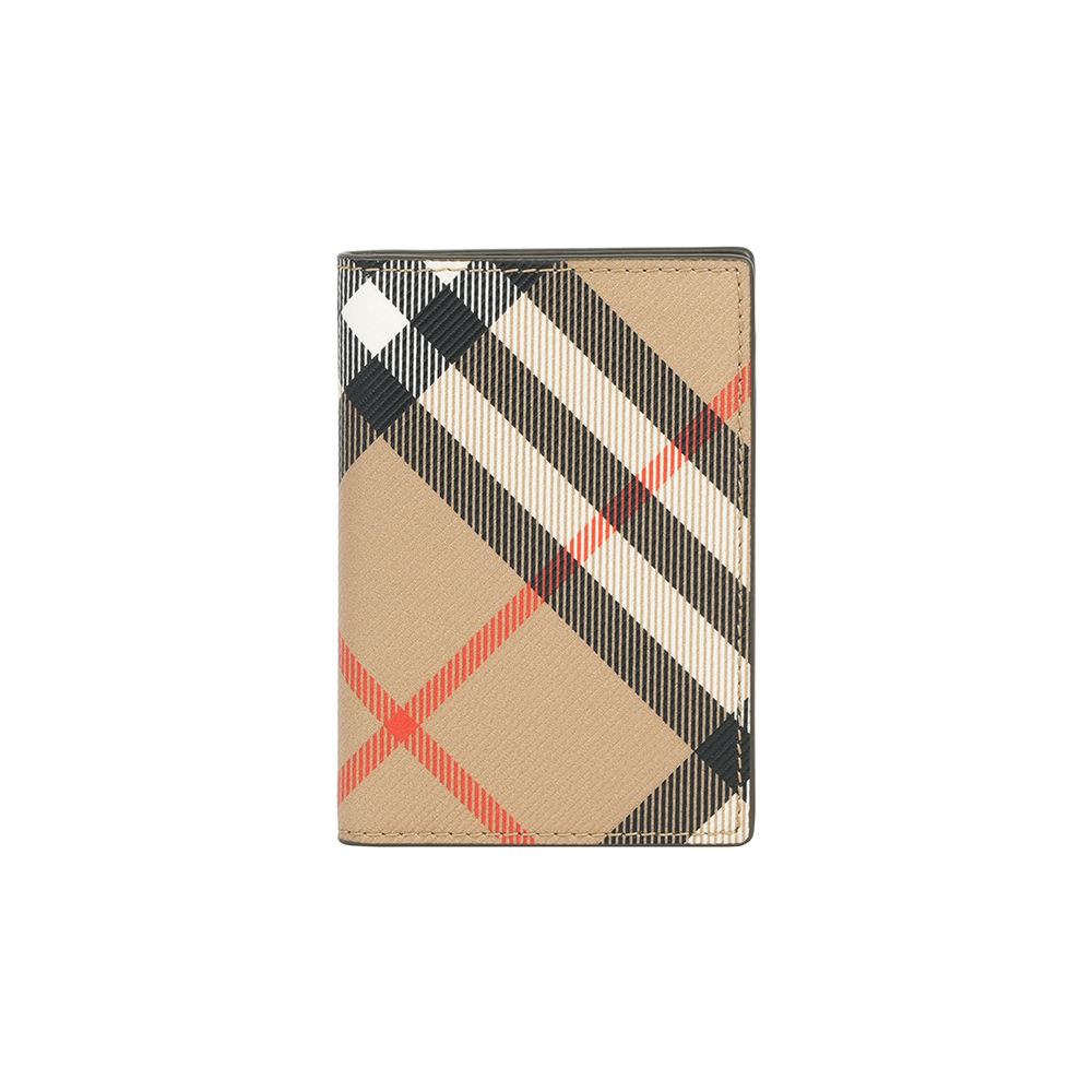 【Burberry】經典格紋塗層帆布4名片夾/卡片夾(沙色)