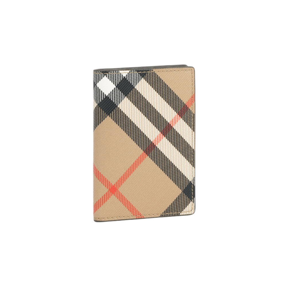 【Burberry】經典格紋塗層帆布4名片夾/卡片夾(沙色)