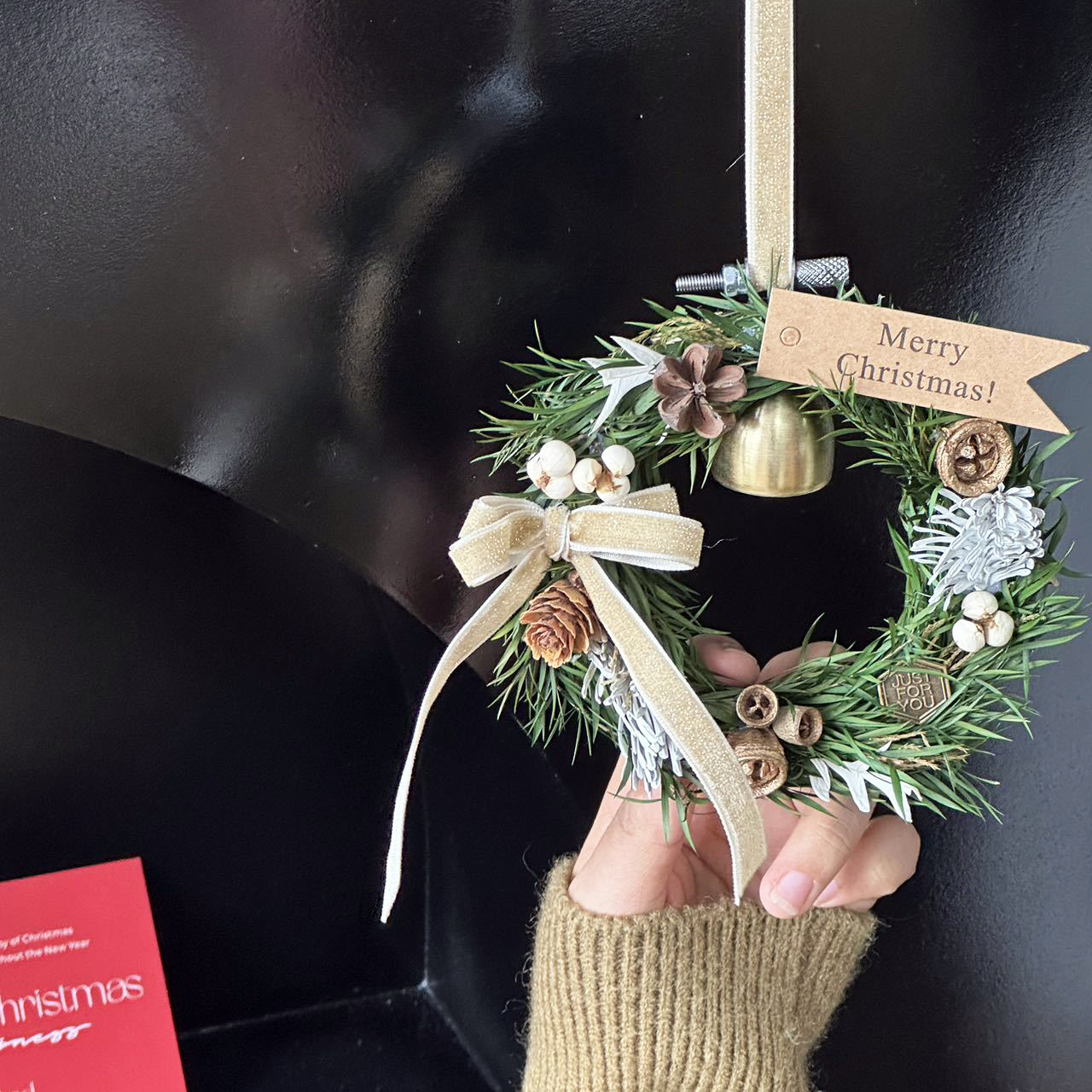 聖誕保鮮花小花環金鈴掛飾