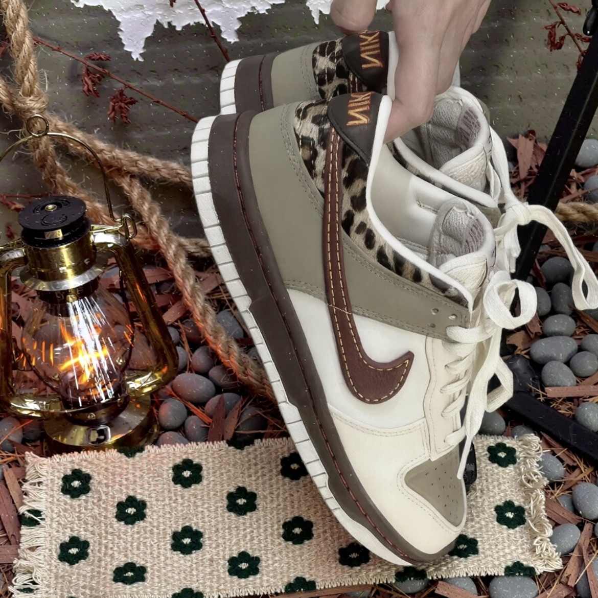 NIKE DUNK LOW 米棕色 豹紋拼接 美拉德 皮革 復古 女鞋 IM6687-262