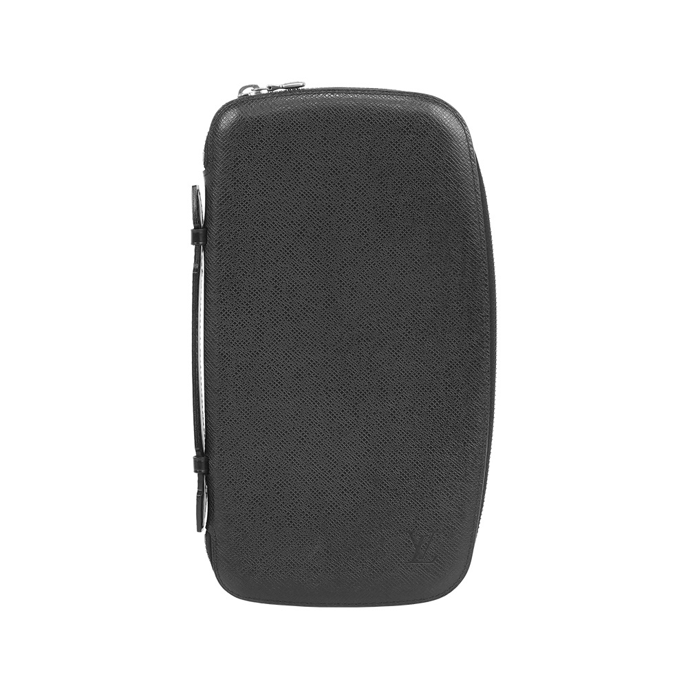 【Louis Vuitton】Organizer Taiga 素面防刮牛皮旅行錢包/手拿包(黑色)