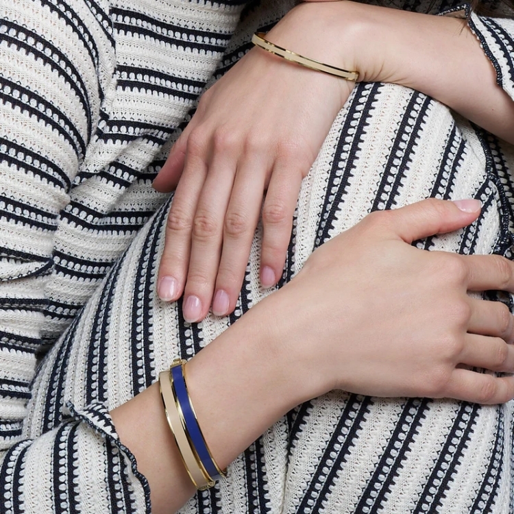法國 Bangle Up 經典整圈釦式鍍金琺瑯手環 7mm (多色)