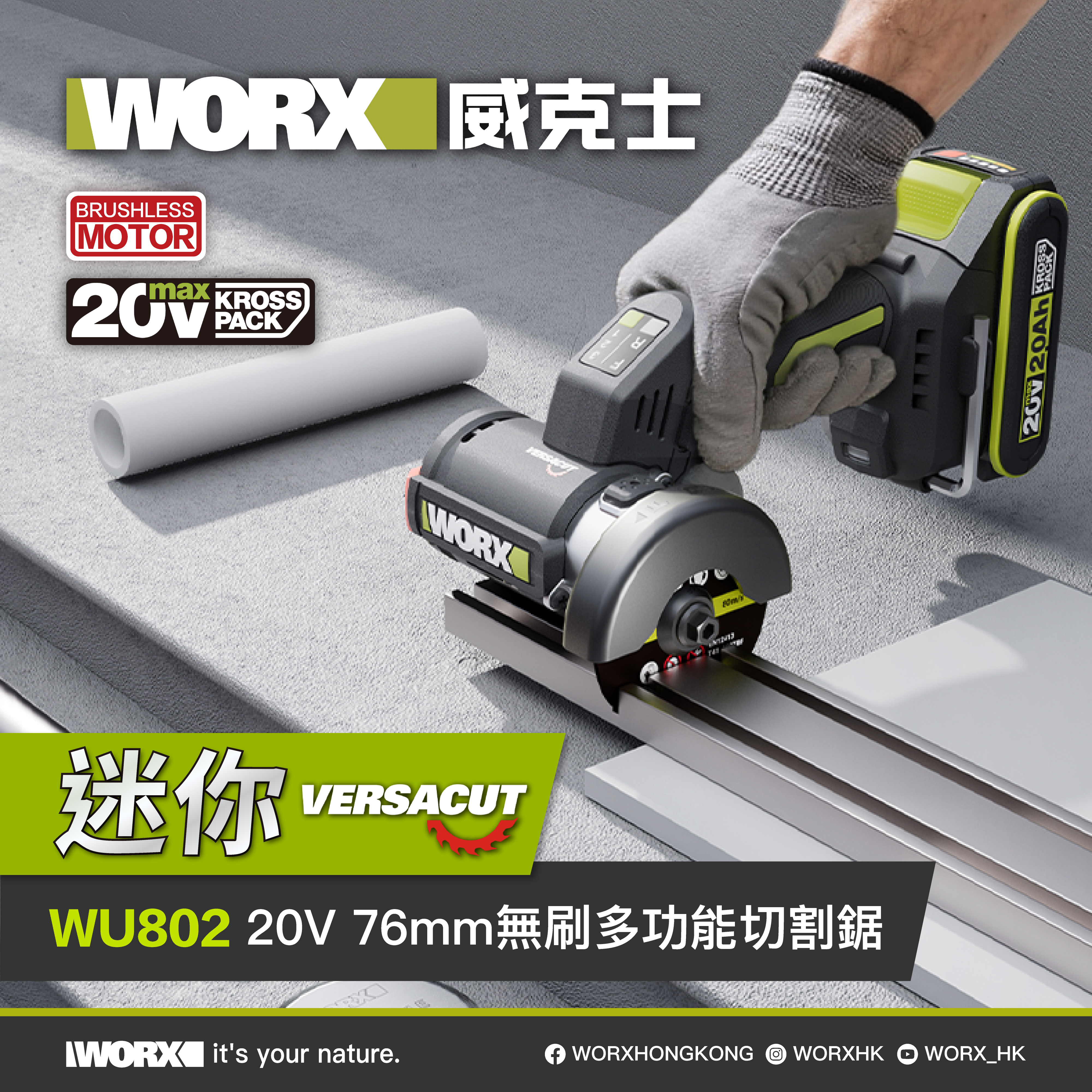 WORX WU802 76mm  3” 調速角磨機