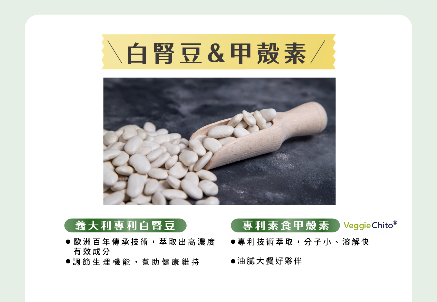 白腎豆&甲殼素幫助燃燒