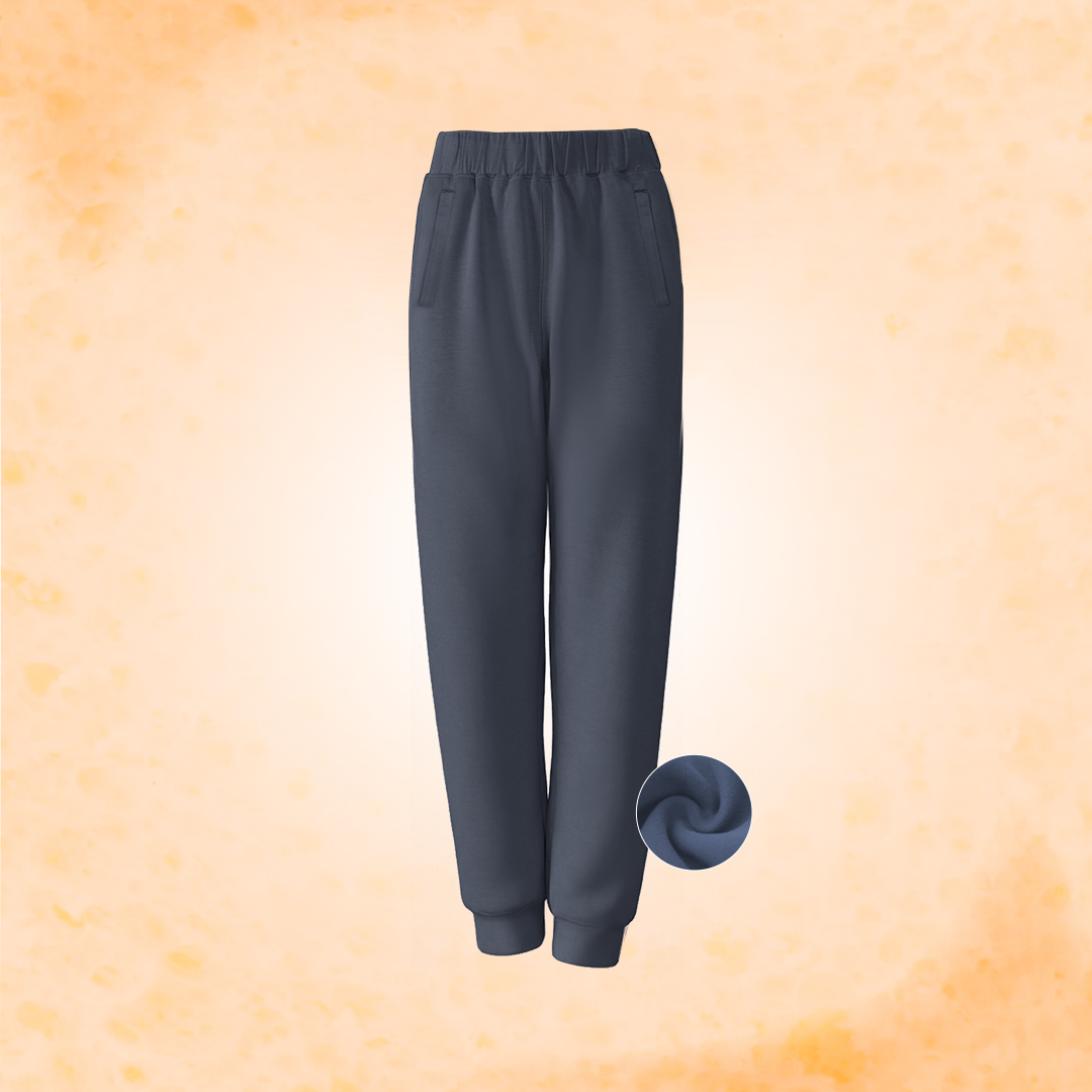 中性拉鍊暖豆腐褲-玄青