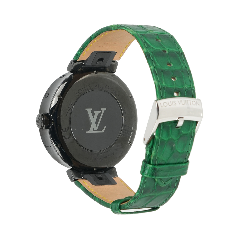 【Louis Vuitton】Tambour Horizon 鱷魚皮錶帶智能手錶(黑色/綠色)