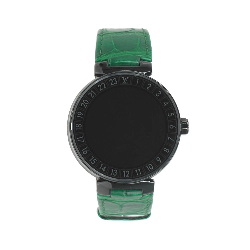 【Louis Vuitton】Tambour Horizon 鱷魚皮錶帶智能手錶(黑色/綠色)