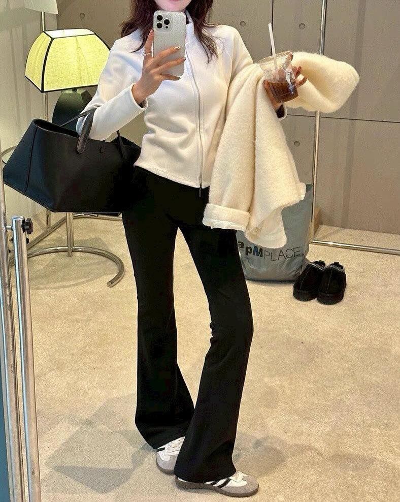 【顯瘦修身的長腿內加絨喇叭褲】(現貨)