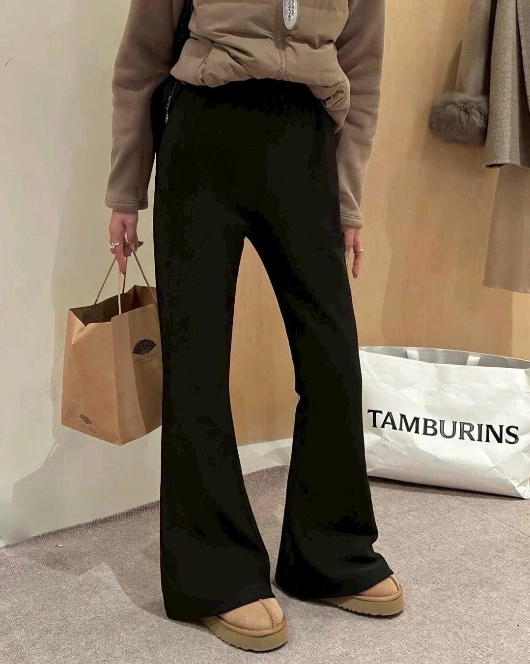 【顯瘦修身的長腿內加絨喇叭褲】(現貨)